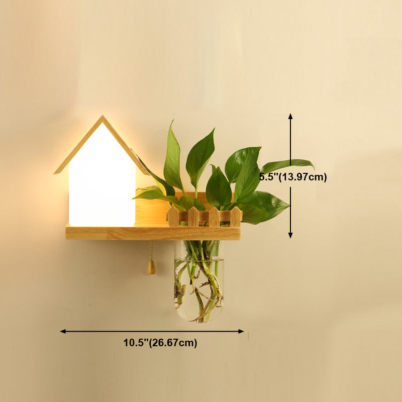 Nordische Wandmontage Lampe moderne Holzwandleuchten für Wohnzimmer (ohne Pflanzen)