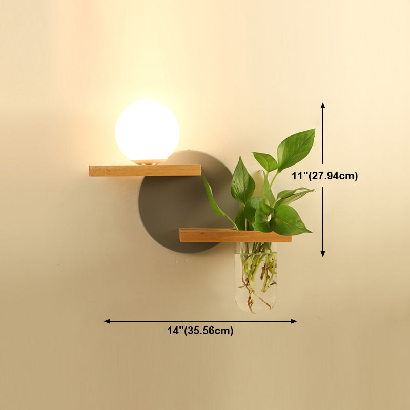 Nordische Wandmontage Lampe moderne Holzwandleuchten für Wohnzimmer (ohne Pflanzen)