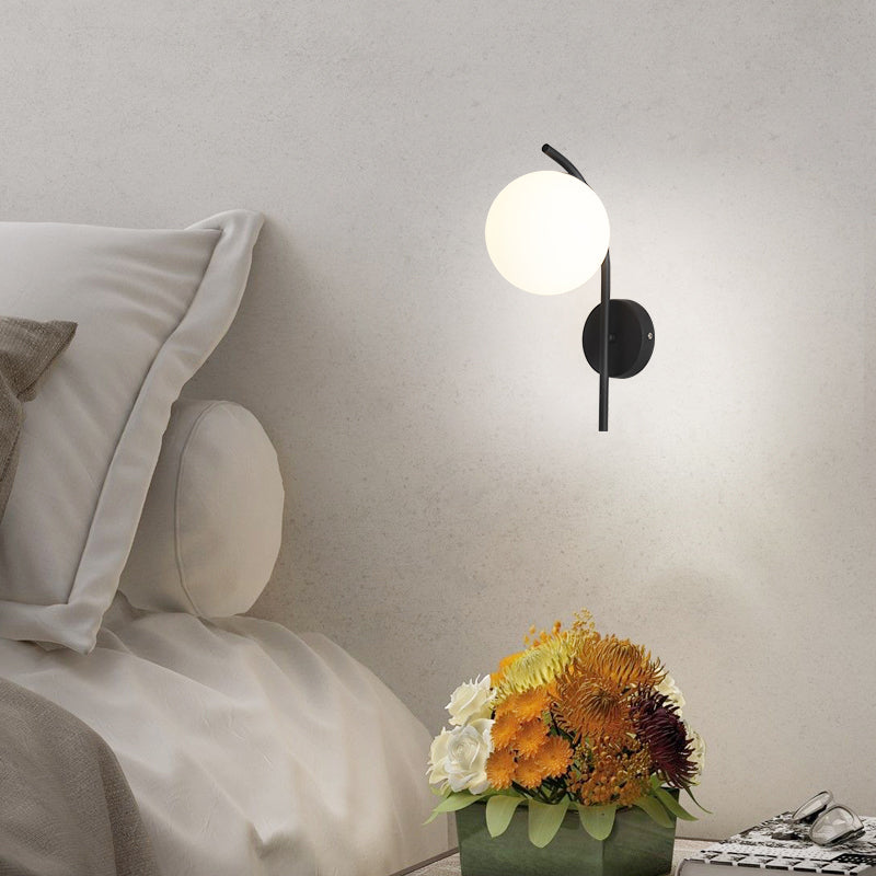 Nordische Wandmontage Lampe moderne runde Glasschatten Wandleuchte für Wohnzimmer