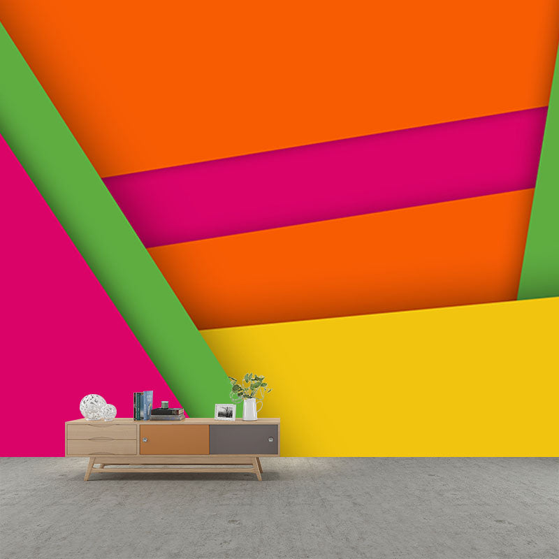 Vivid Geometry Illustration Mural Wallpaper Environment Friendly Living Room Wall Mural