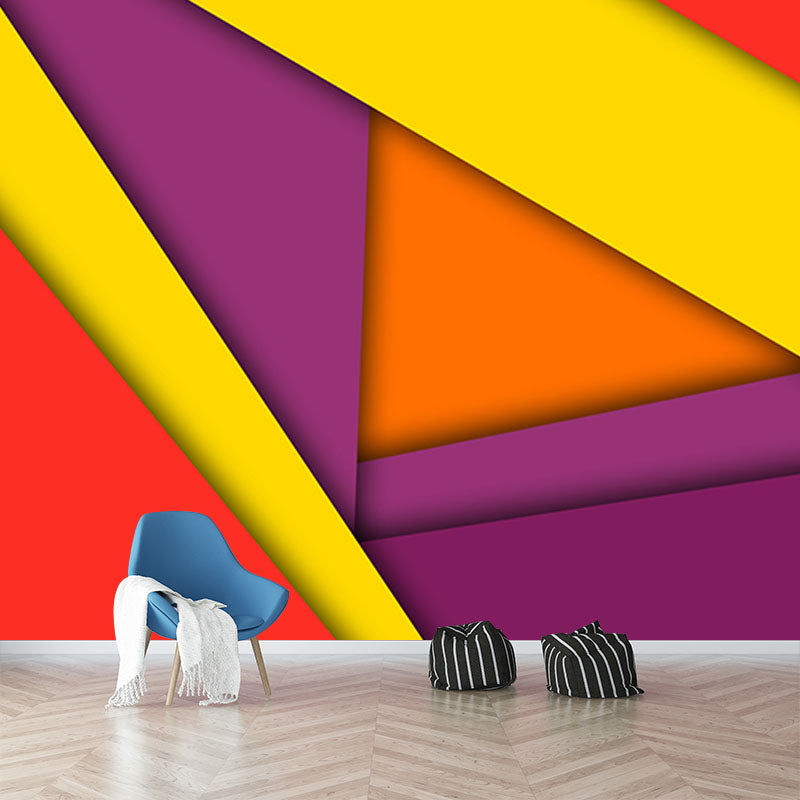Vivid Geometry Illustration Mural Wallpaper Environment Friendly Living Room Wall Mural