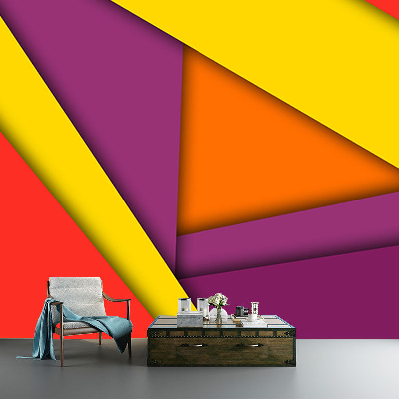 Vivid Geometry Illustration Mural Wallpaper Environment Friendly Living Room Wall Mural