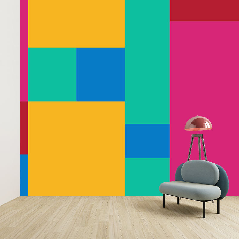 Vivid Geometry Illustration Mural Wallpaper Environment Friendly Living Room Wall Mural