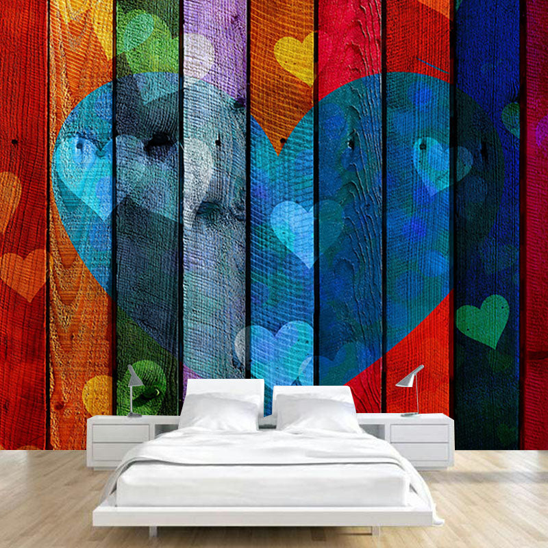Washable Stain Resistant Wall Mural Wallpaper Wood Grain Sitting Room Wall Mural