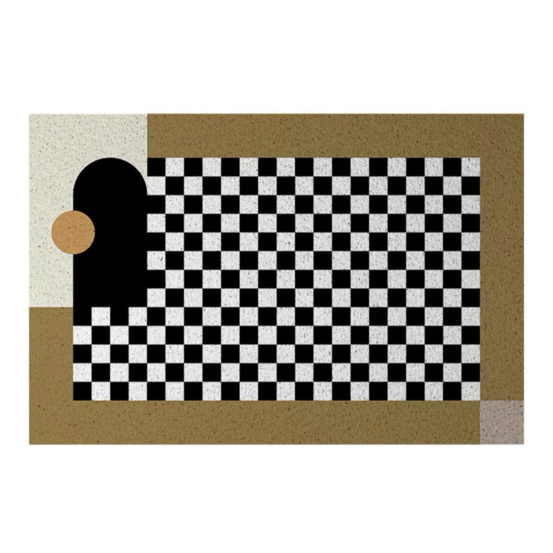 Schwarz-Weiß-Raster-Teppich Polyester Fläche Teppich nicht rutschfestem Teppich für Schlafzimmer