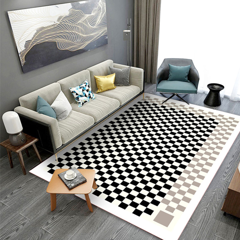 Moderner Schachbrett Teppich Polyester Teppich nicht rutschfestes Hintergrund Teppich für Wohnzimmer