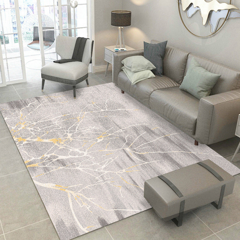 Modern Grey Rug Abstract Carpet Stain Resistant Indoor Rug for Living Room Bedroom
