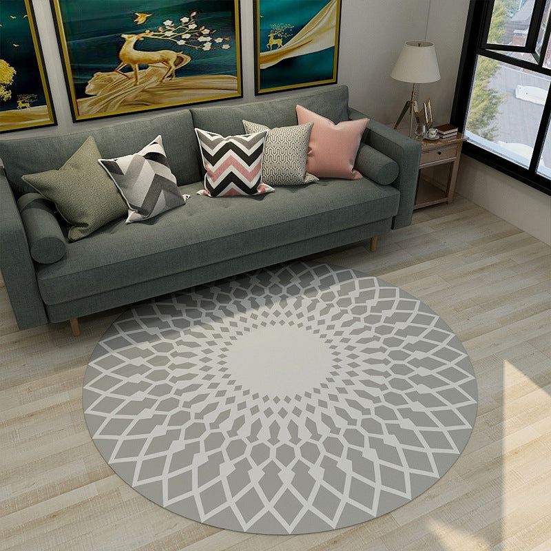 Black and Grey Geometric Pattern Rug Polyester Indoor Rug Stain Resistant Area Carpet