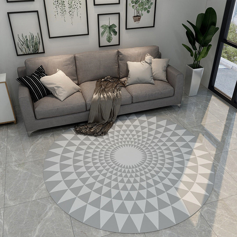 Black and Grey Geometric Pattern Rug Polyester Indoor Rug Stain Resistant Area Carpet