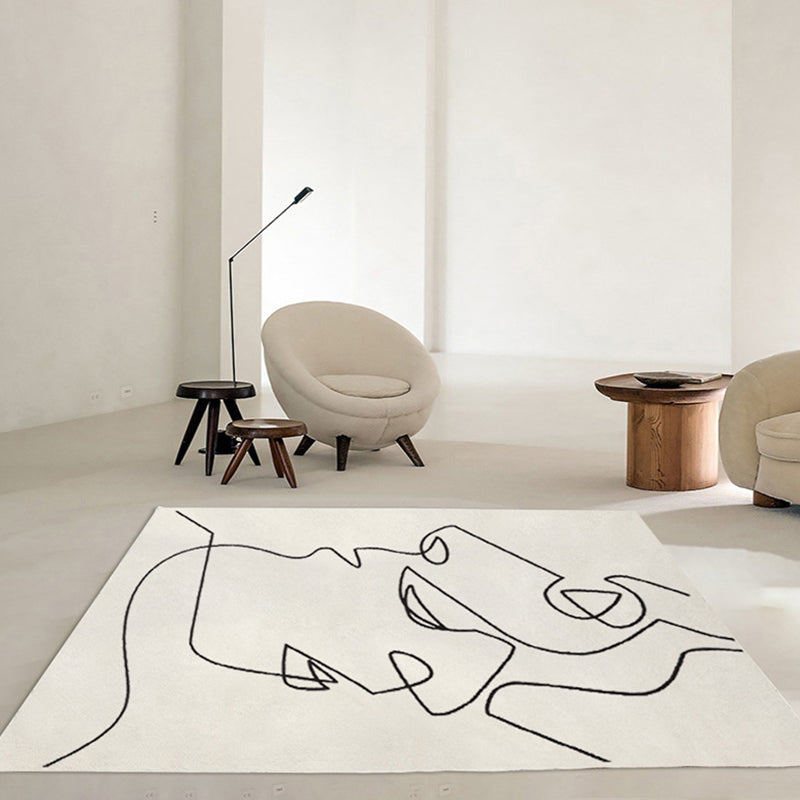 Abstract Man Drawing Line Carpet Polyester Rug Stain Resistant Anti-Slip Rug for Room