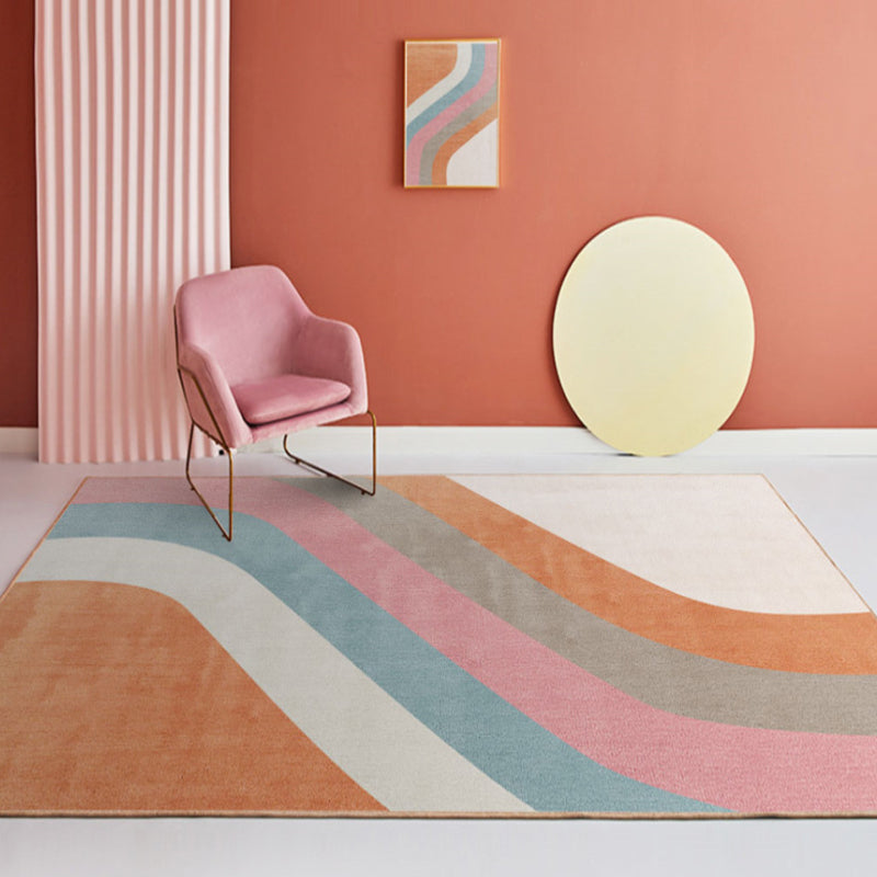 Color Block Geometric Rug Area Carpet Polyster Pet Friendly Easy Care Area Rug