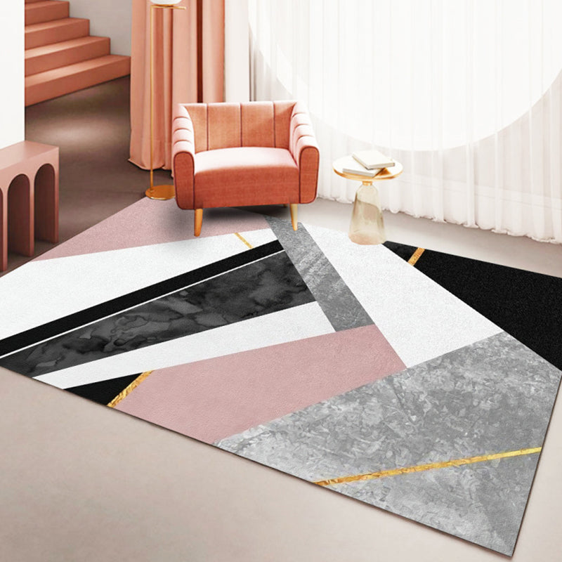 Farbblock Geometrischer Teppichbereich Teppich Polyster Haustierfreundlich Easy Care Area Teppich