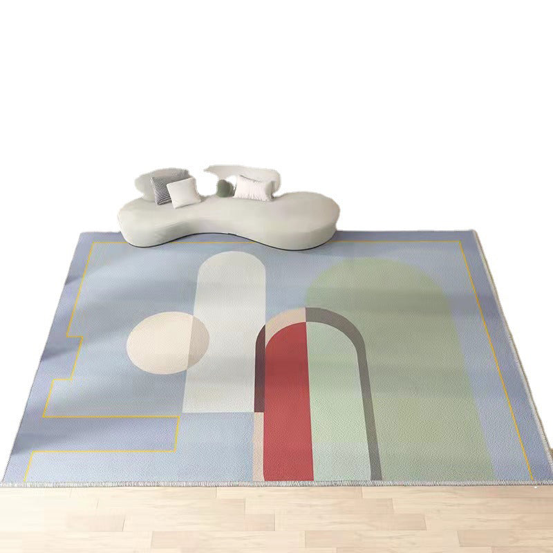 Blend Color Block Rug Indoor Rug Anti-Slip Washable Easy Care Area Carpet for Bedroom
