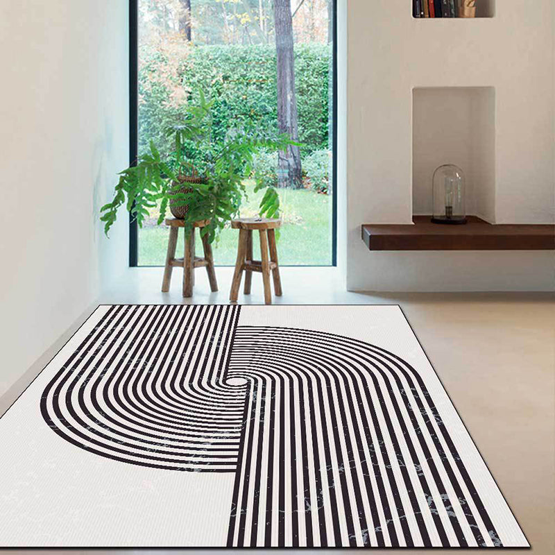 Black and White Abstract Carpet Area Carpet Anti-Slip Washable Rug for Living Room