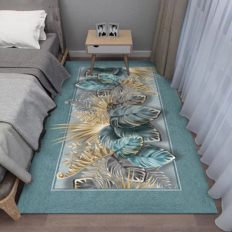 Contemporary Plant Rug Area Carpet Anti-Slip Washable Rug for Living Room