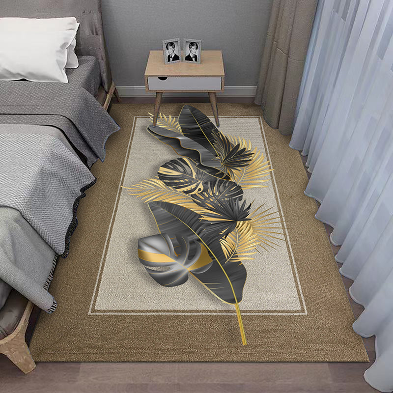 Contemporary Plant Rug Area Carpet Anti-Slip Washable Rug for Living Room