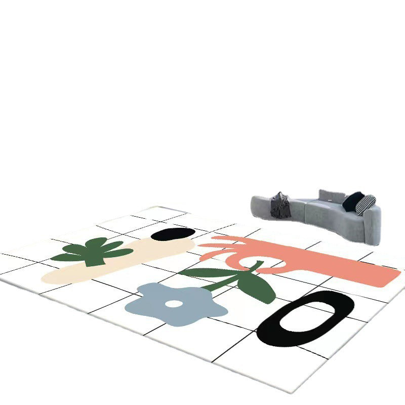 Contemporary Rug Colorblock with Line Background Rug Friendly Non-Slip Carpet for Home