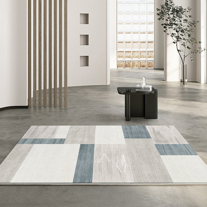 Gray Pattern Rug Polyester Simple Indoor Rug Non-Slip Backing Rug for Home Decor