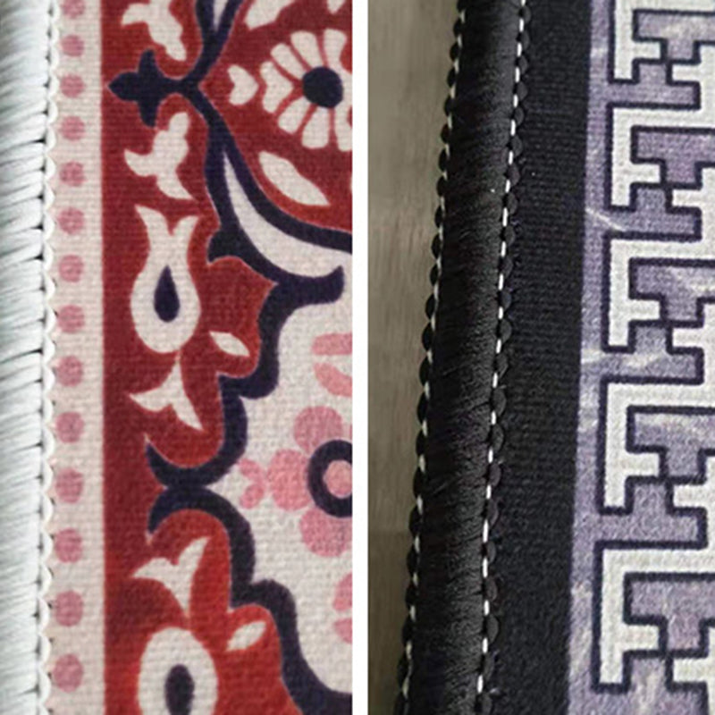 Gray Pattern Rug Polyester Simple Indoor Rug Non-Slip Backing Rug for Home Decor