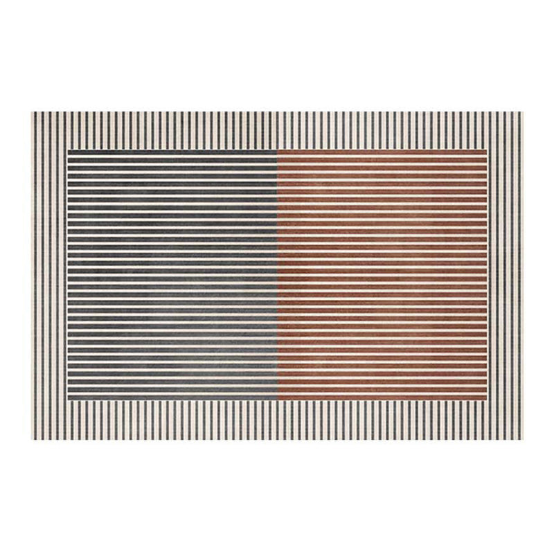 Light Grey Casual Rug Polyester Striped Rug Stain Resistant Rug for Living Room