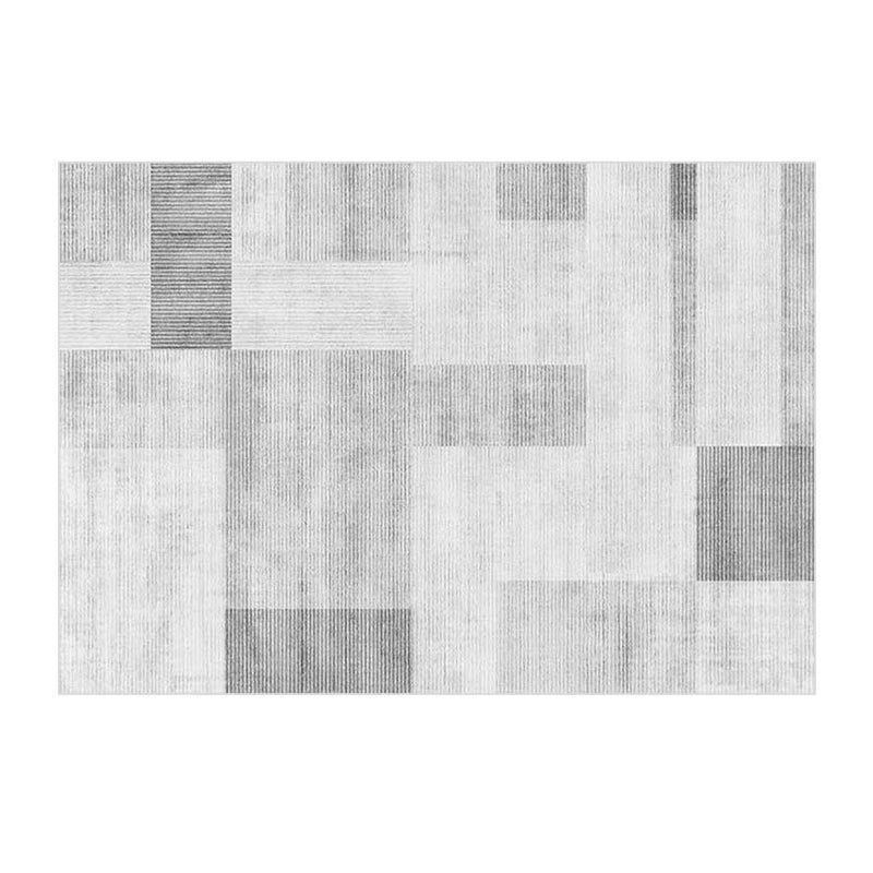 Light Grey Casual Rug Polyester Striped Rug Stain Resistant Rug for Living Room