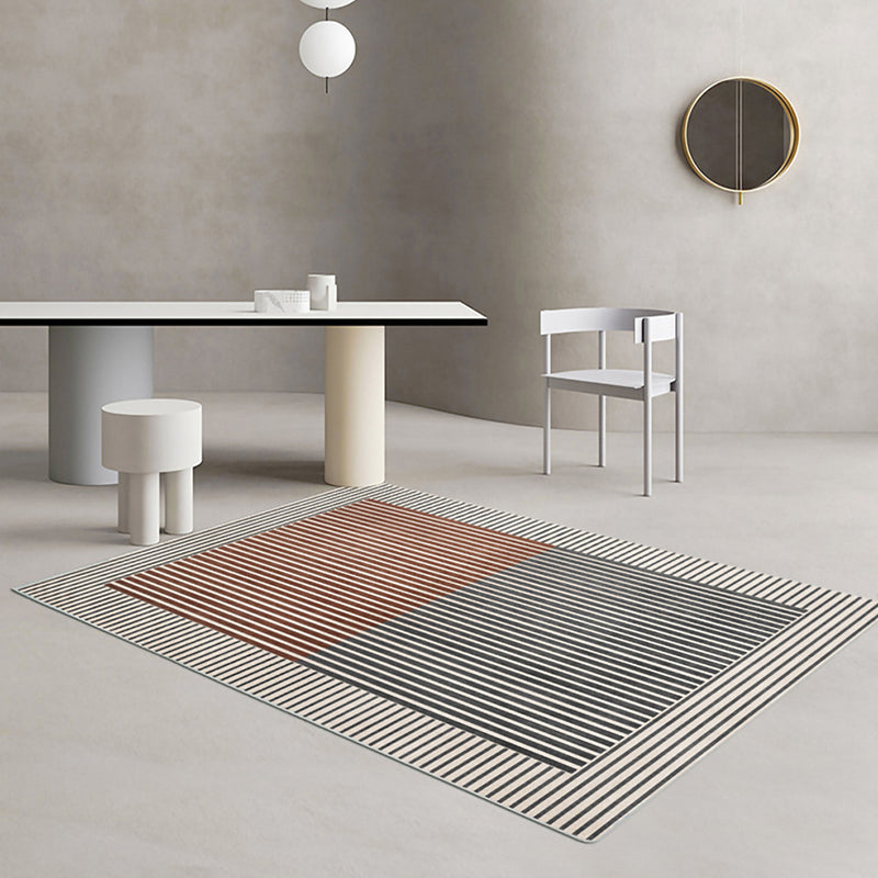 Tapis à rayures en polyester à gris clair Tapis à rayures Rapis résistant aux taches pour le salon