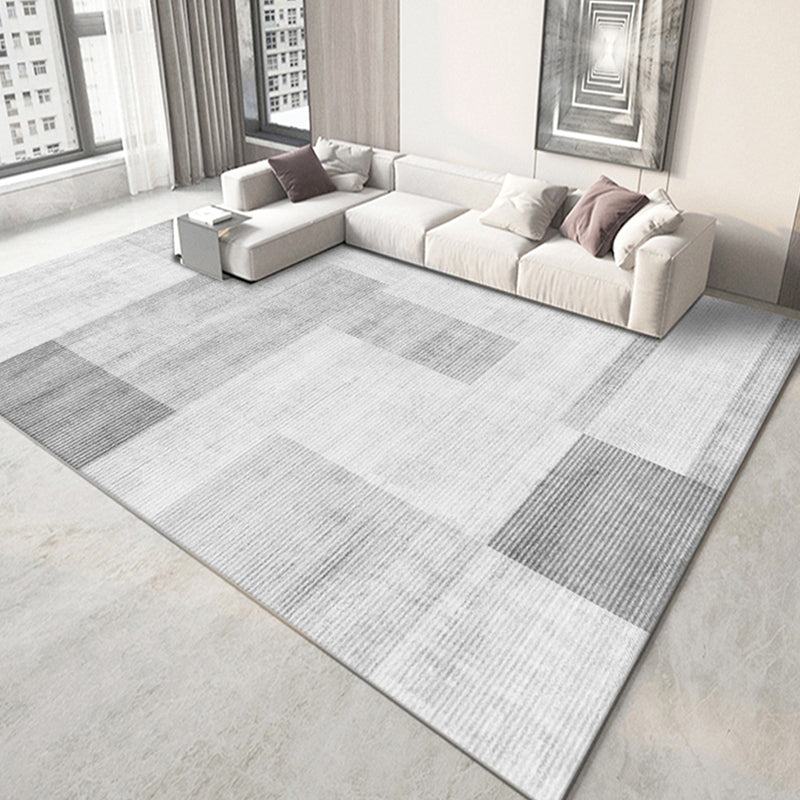 Tapis à rayures en polyester à gris clair Tapis à rayures Rapis résistant aux taches pour le salon