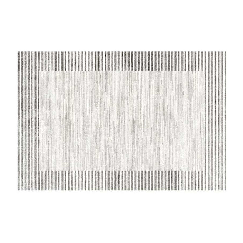 Light Grey Casual Rug Polyester Striped Rug Stain Resistant Rug for Living Room