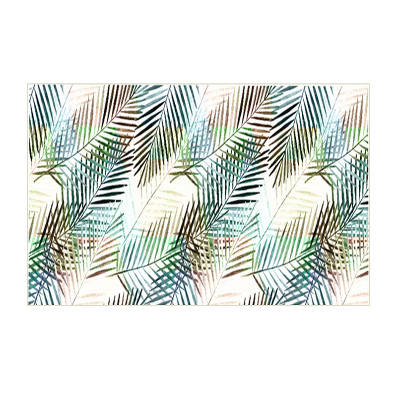 Green Simple Rug Polyester Plant Indoor Rug Stain Resistant Rug for Living Room