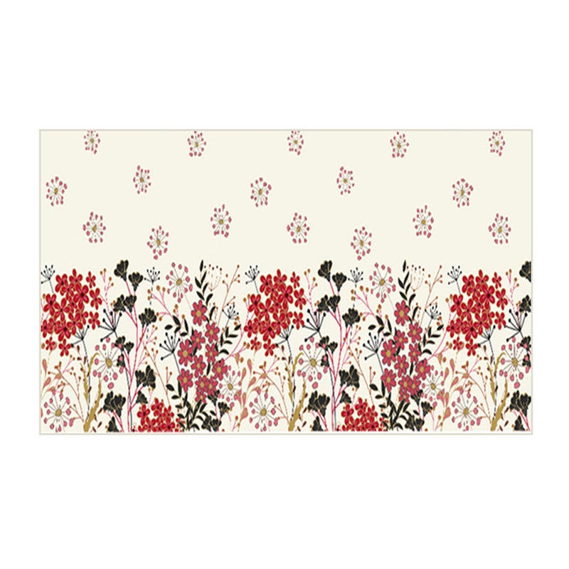 Green Simple Rug Polyester Plant Indoor Rug Stain Resistant Rug for Living Room