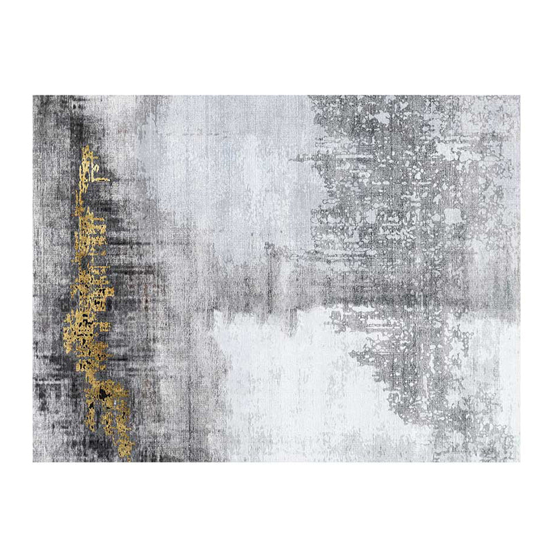 Pale Grey Graphic Rug Polyester Modern Rug Washable Rug for Living Room