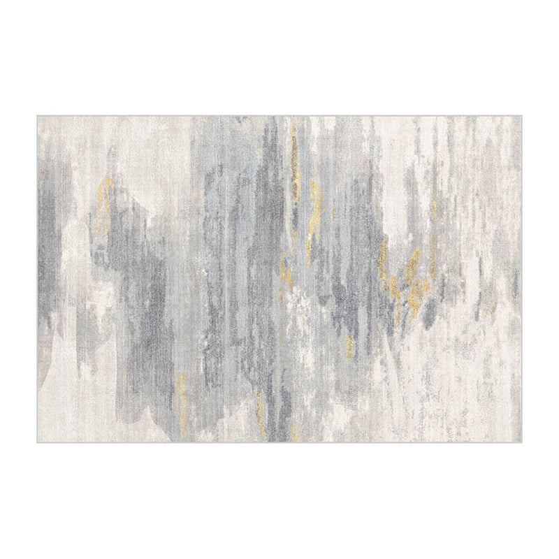 Pale Grey Graphic Rug Polyester Modern Rug Washable Rug for Living Room