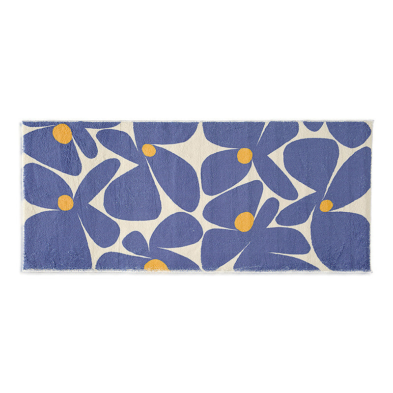 Beige Modern Rug Polyester Flower Rug Stain Resistant Rug for Home Decor