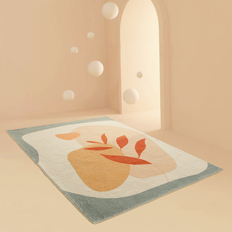 Orange Modern Rug Polyester Color Piece Area Rug Washable Rug for Living Room