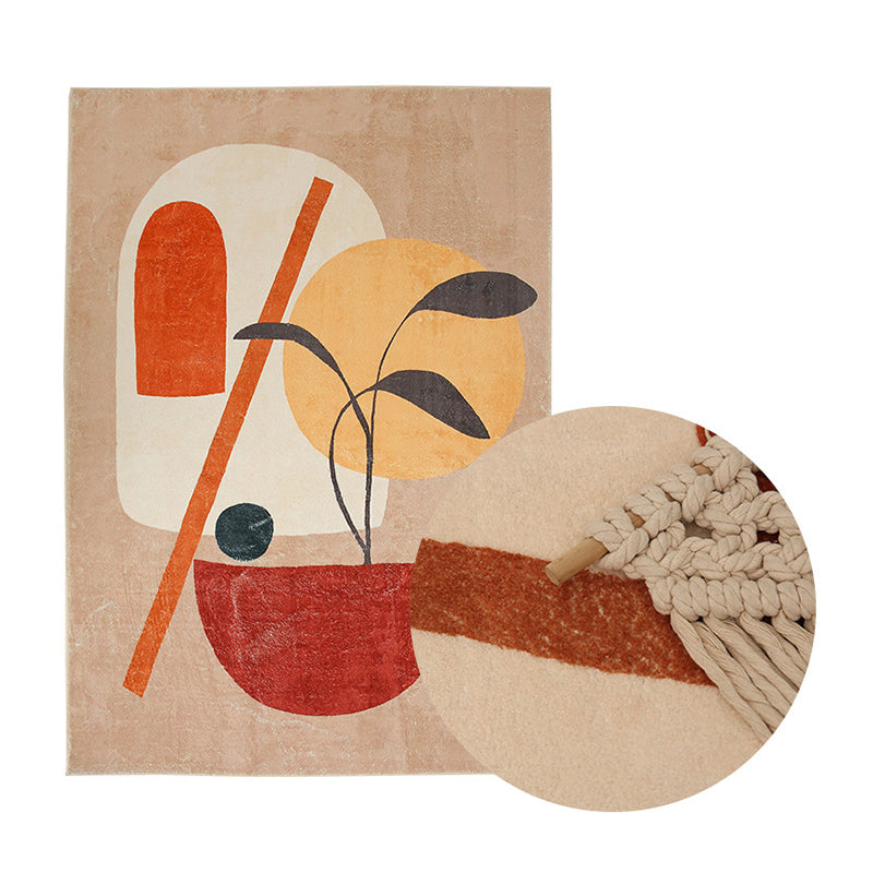 Orange Modern Rug Polyester Color Piece Area Rug Washable Rug for Living Room