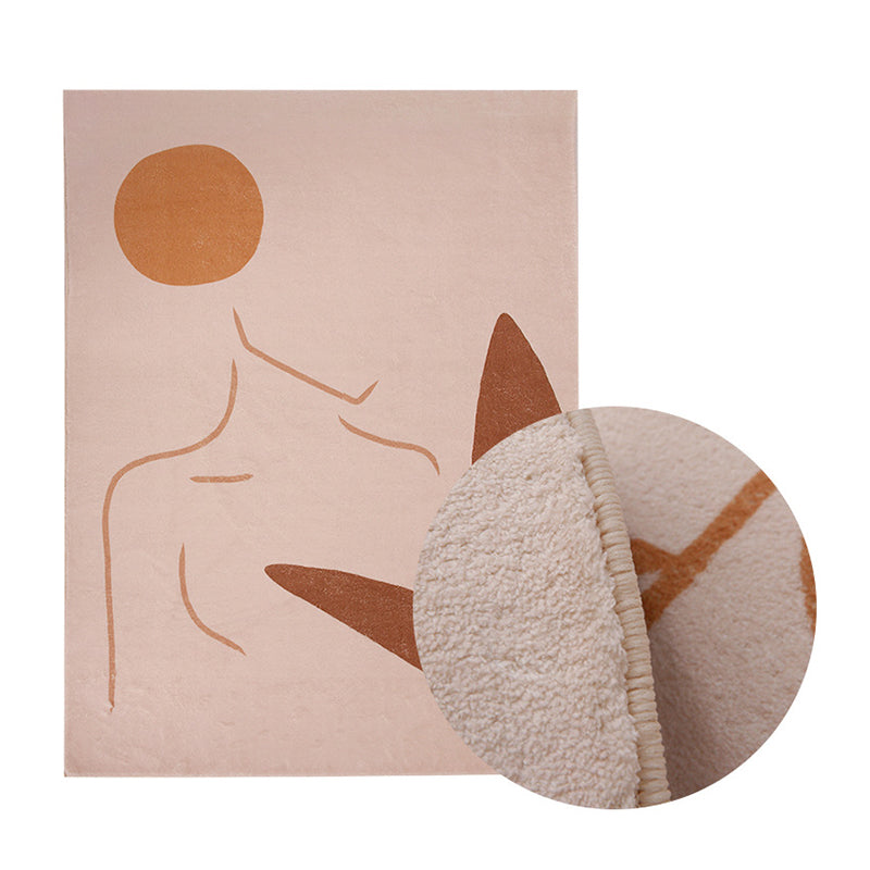 Orange moderner Teppich Polyester Farbstück Fläche Teppich Waschbar für Wohnzimmer