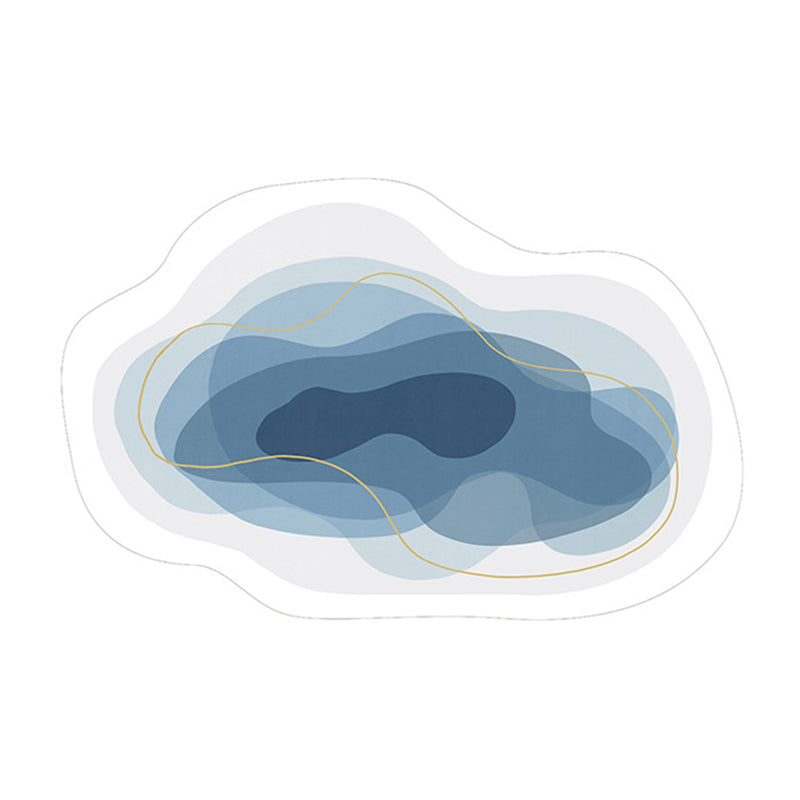 Sapphire Blue Modern Rug Polyester Gradient Ramp Rug Washable Rug for Living Room