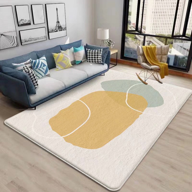 Yellow Color Block Indoor Rug Polyester Simple Rug Washable Rug for Home Decor