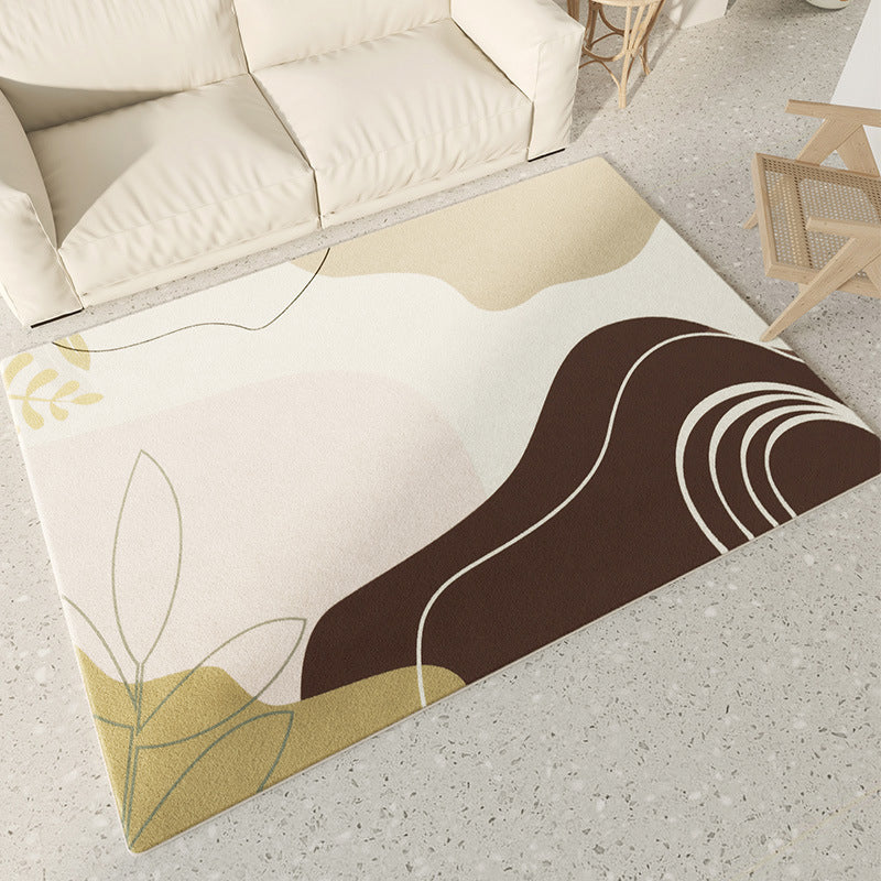 Color Block Rug Nordic Rug Polyester Stain Resistant Anti-Slip Rug for Sleeping Room