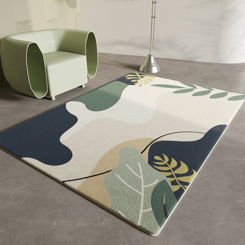 Color Block Rug Nordic Rug Polyester Stain Resistant Anti-Slip Rug for Sleeping Room