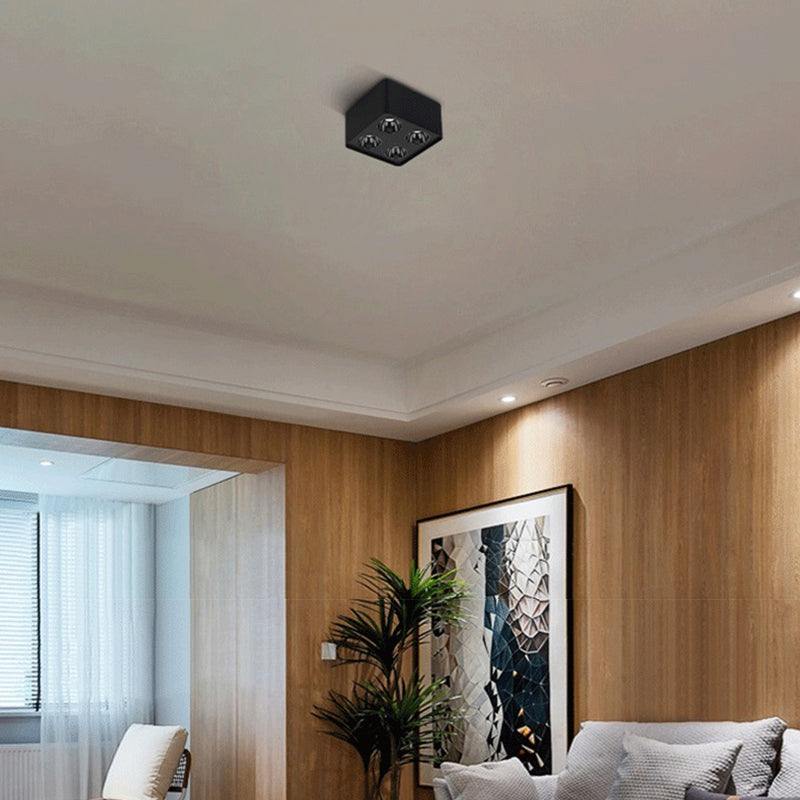 Plafonnier LED de forme carrée, Style Simple et moderne en aluminium, 4 lumières encastrées pour chambre à coucher