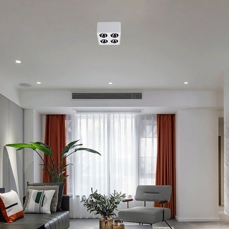 Plafonnier LED de forme carrée, Style Simple et moderne en aluminium, 4 lumières encastrées pour chambre à coucher