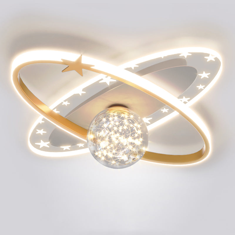 Ball Shape LED Ceiling Lamp Modern Iron 3 Lights Flush Mount for Bedroom