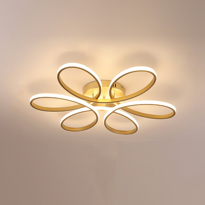 Modern Flush Light Fixtures Linear Metal 1 Light Flush Mount Lamps in Gold