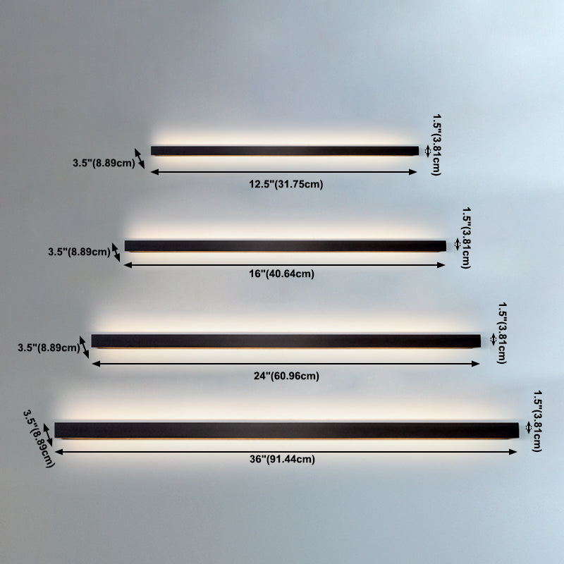 Square Shape Metal Wall Sconce Modern Style Single Light Wall Lighting Fixtures in Black