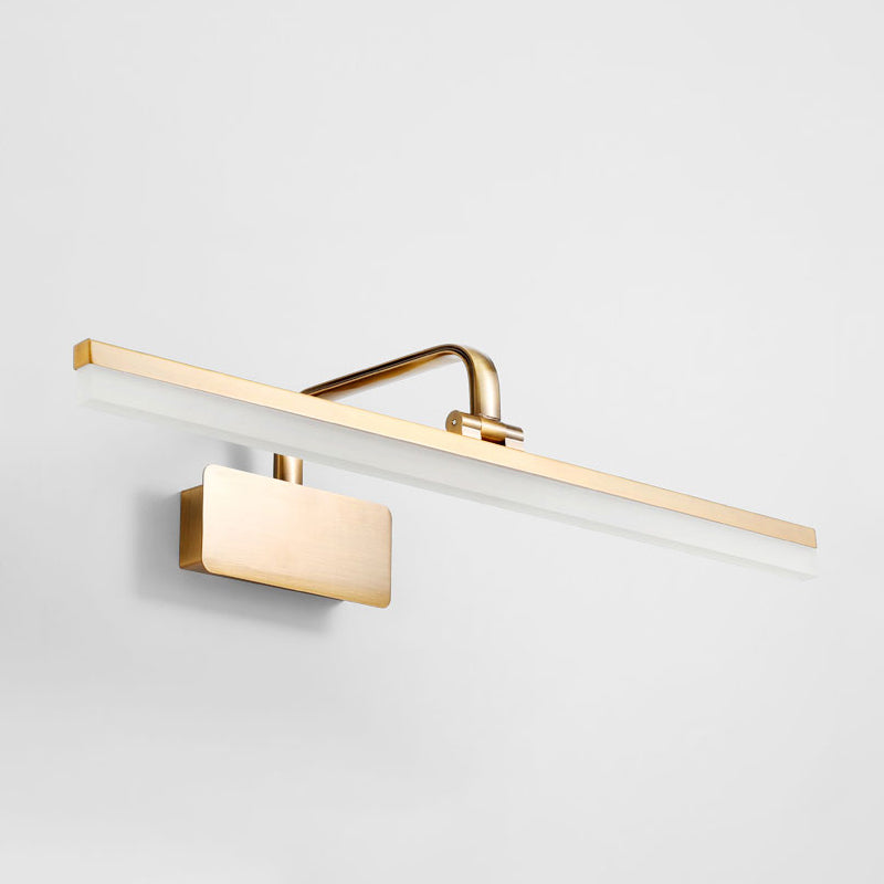 Linear Metal Wall Sconce Modern Style Single Light Mirror Wall Mount Light Fixture in Gold