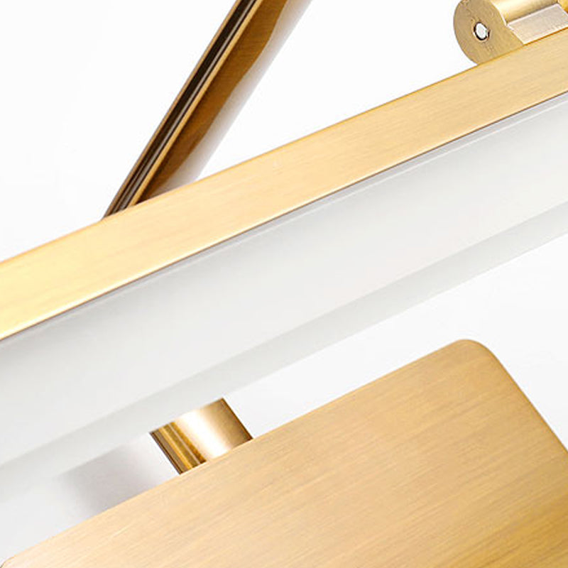 Linear Metal Wall Sconce Modern Style Single Light Mirror Wall Mount Light Fixture in Gold