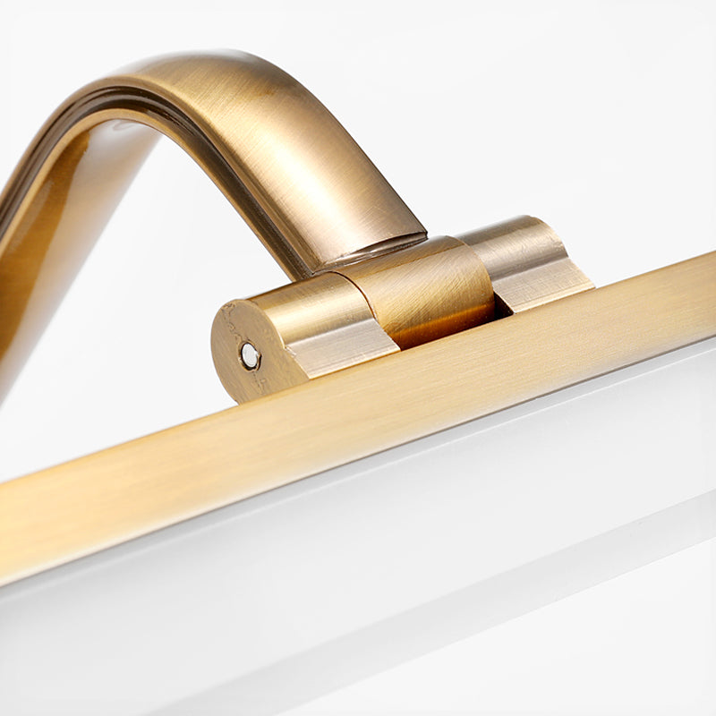 Linear Metal Wall Sconce Modern Style Single Light Mirror Wall Mount Light Fixture in Gold