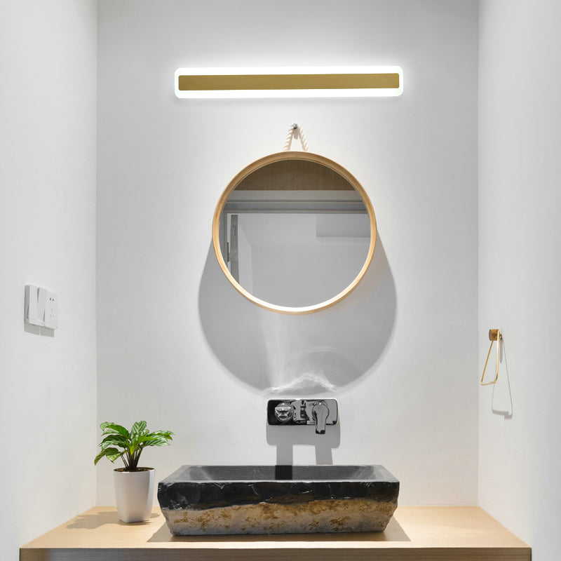 Linear Shape Metal Wall Sconce Modern Style Single Light Mirror Wall Mount Light
