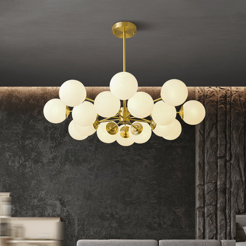 Zeitgenössische weiße Glasdecke Anhänger hell kugelhaltiges Hanghänge Licht für Schlafzimmer